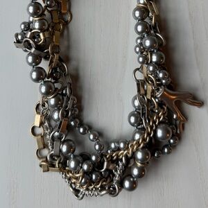 Marc By Marc Jacobs multi strand Silver and Gold Necklace w/coral accent